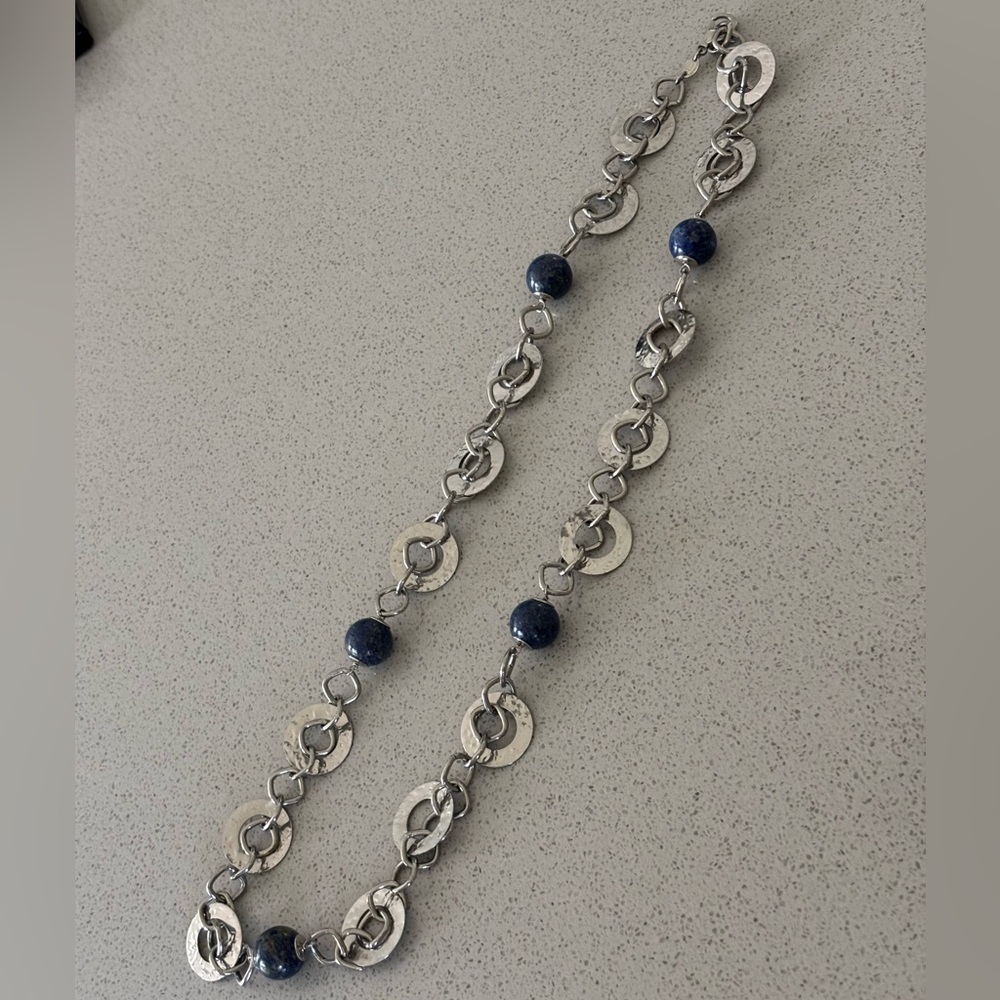 Blue onyx stainless necklace